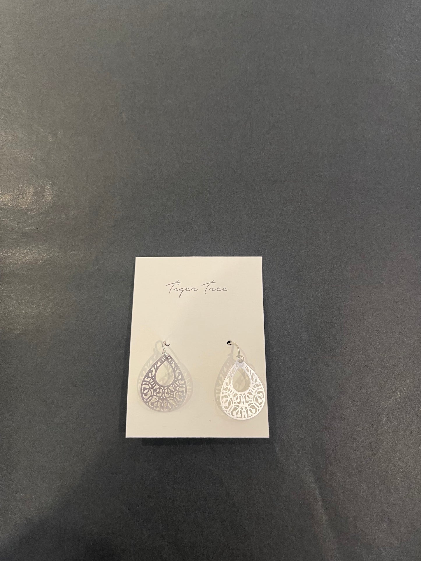 Tiger Tree Filigree TearDrop Earrings 5142