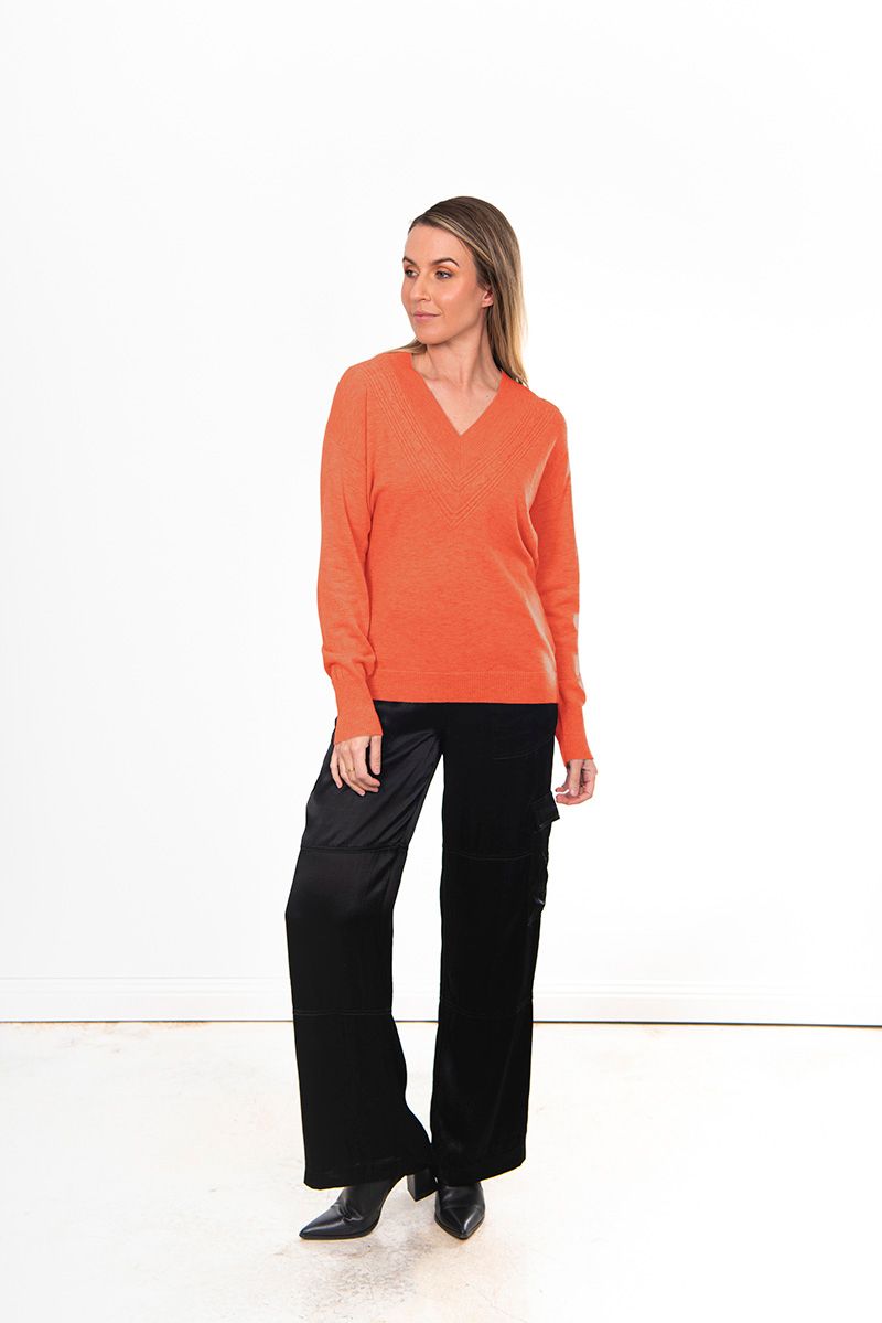 Bridge & Lord Vee Neck Pullover with Rib & Cable BL4619