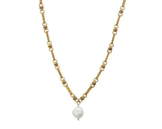 Firucci Potato Pearl & Brass Chain Necklace