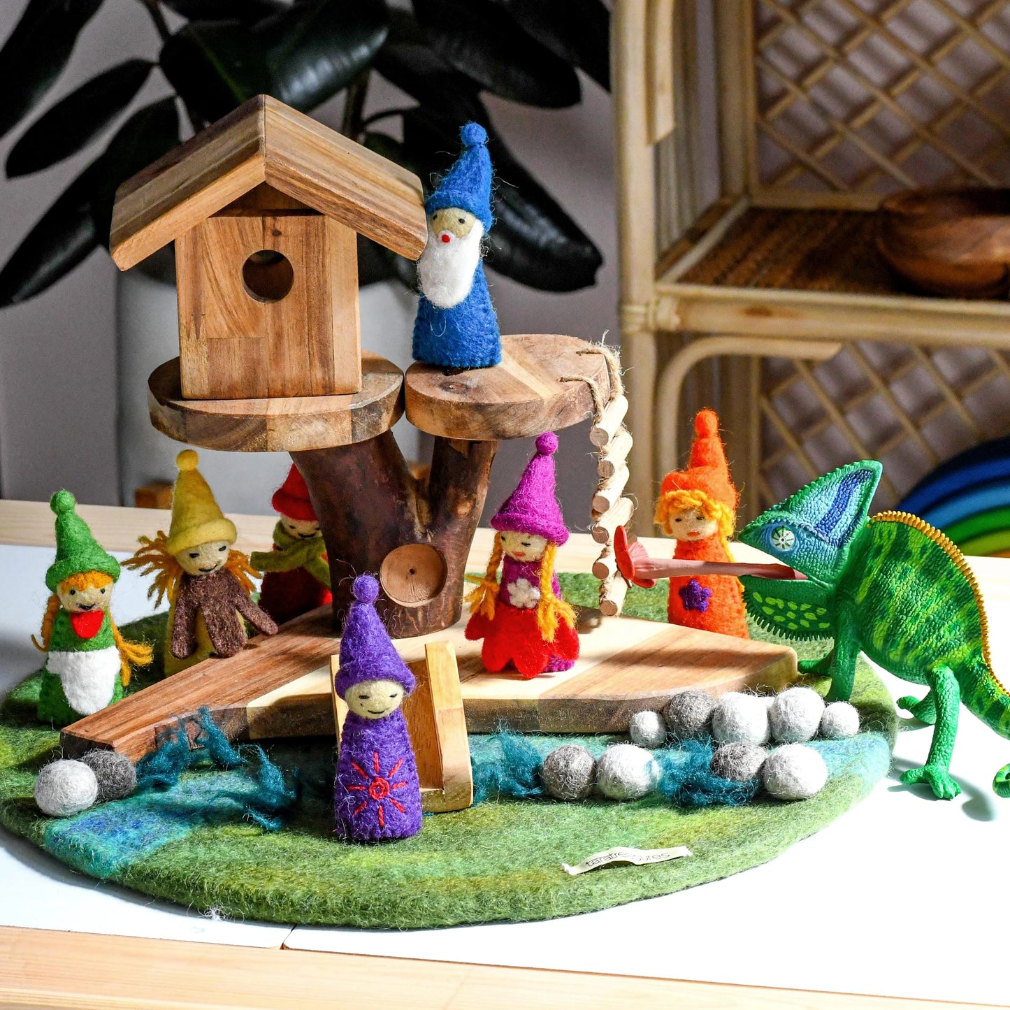 Rainbow Gnome Finger Puppet Set