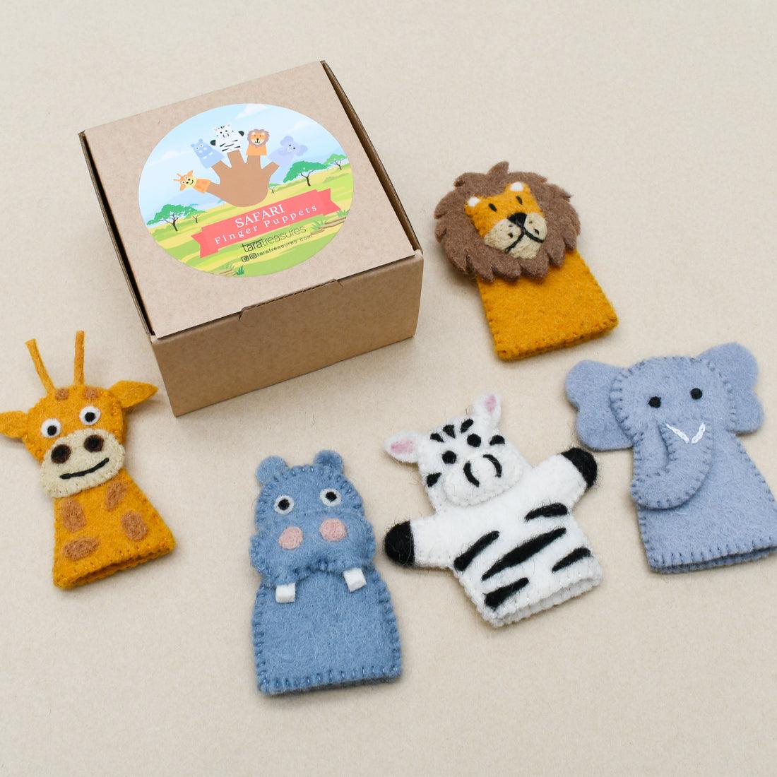 Safari Animals Finger Puppet Boxed Set