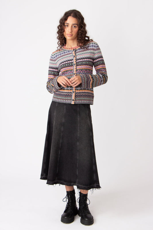 Ivko O-Neck Cardigan Stripe Pattern 242622