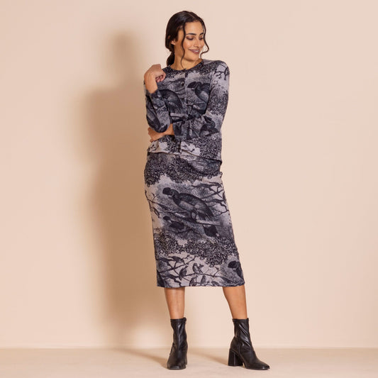 Megan Salmon Parrot Knit Skirt