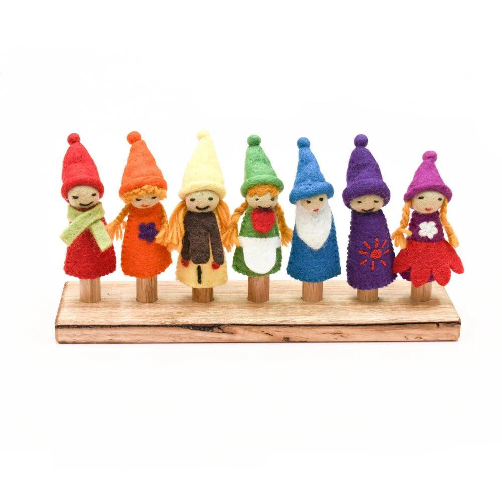 Rainbow Gnome Finger Puppet Set